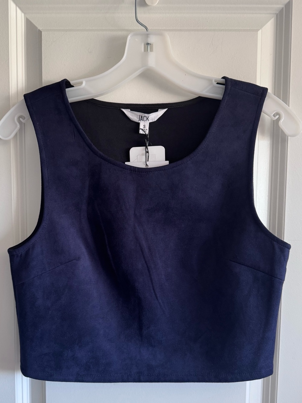 Jack by BB Dakota night sky Navy Sleeveless delacour faux suede crop top
